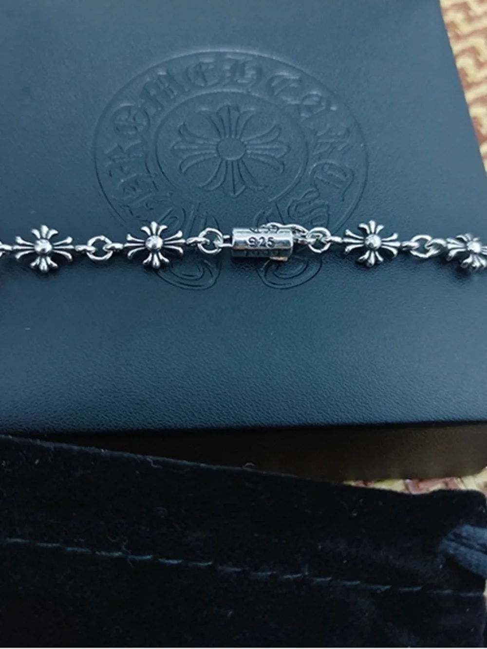 Chrome Hearts Silver Floral Cross Pendant Necklace